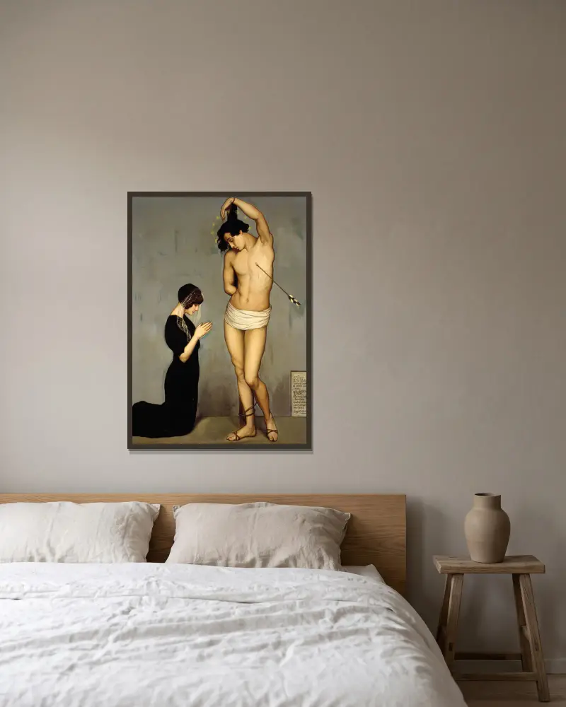 Votive Offering (Saint Sebastian) av Ángel Zárraga inramad på en vägg