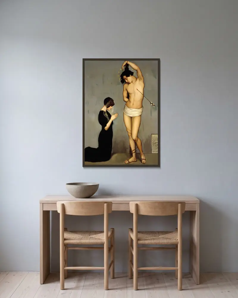 Votive Offering (Saint Sebastian) av Ángel Zárraga inramad på en vägg