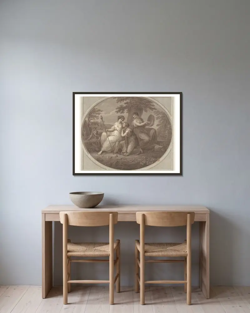 Bacchanalians von Angelica Kauffmann gerahmt an einer Wand