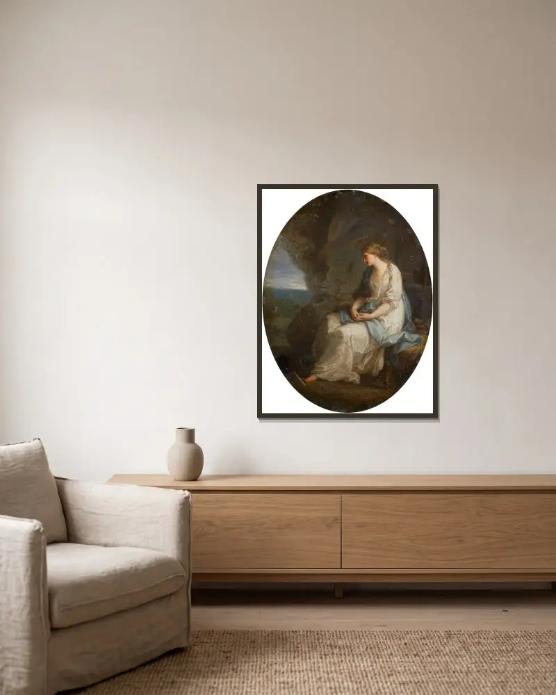 Calypso sörjer Odysseus avfärd av Angelica Kauffmann inramad på en vägg