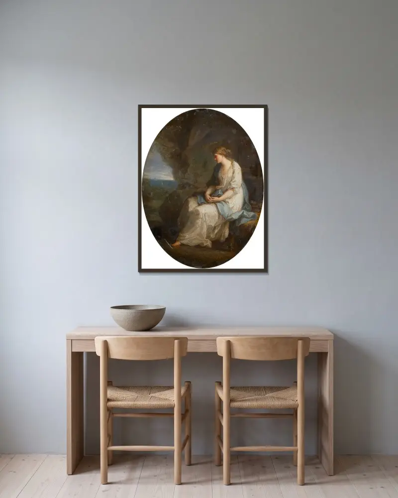 Calypso sörjer Odysseus avfärd av Angelica Kauffmann inramad på en vägg
