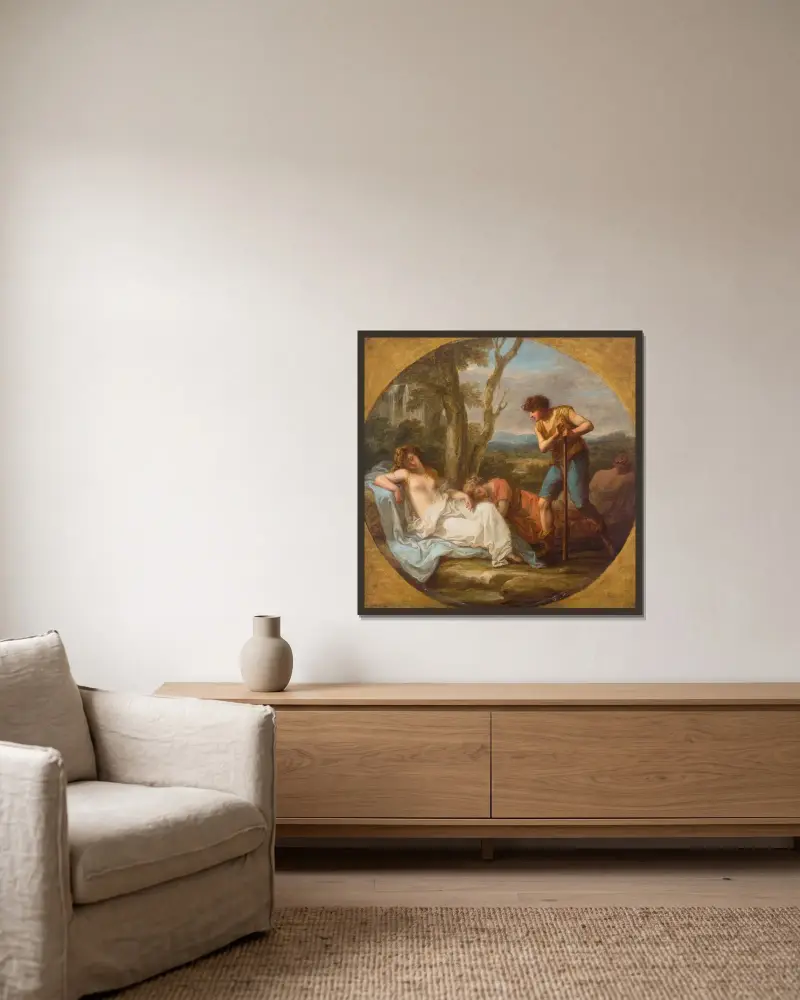 Kimon och Ifigenia av Angelica Kauffmann inramad på en vägg