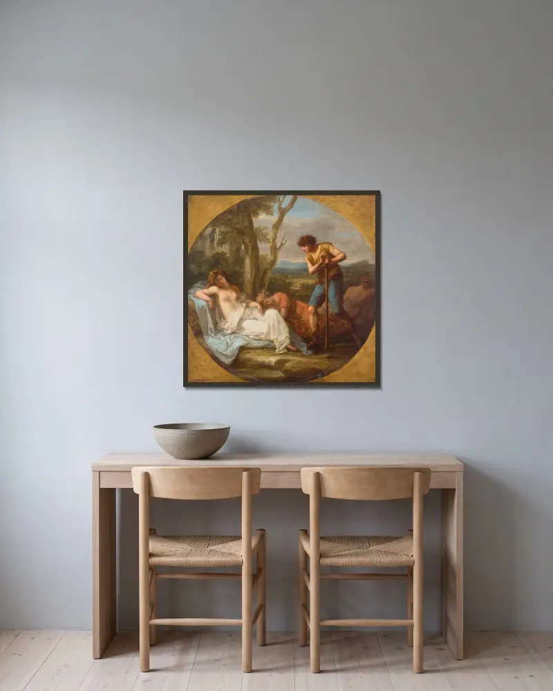 Kimon och Ifigenia av Angelica Kauffmann inramad på en vägg