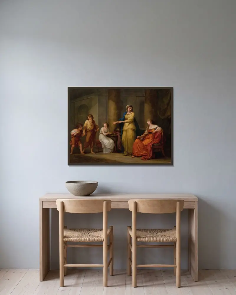 Cornelia, mor till Gracchi av Angelica Kauffmann inramad på en vägg