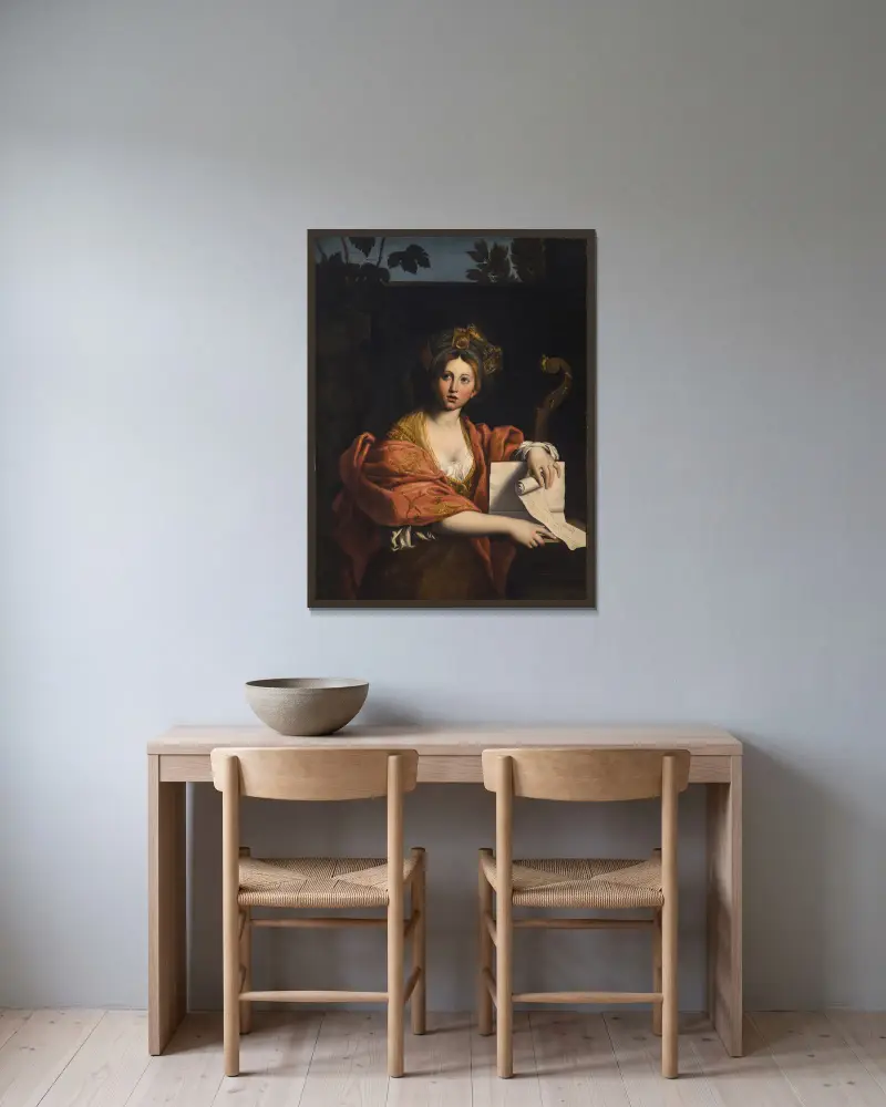 Cumaean Sibyl (After Domenichino) av Angelica Kauffmann inramad på en vägg