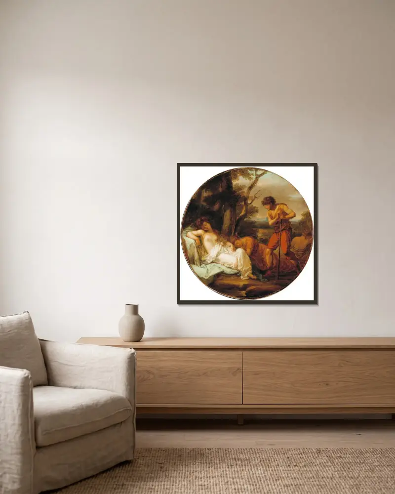 Kymon och Ifigenia av Angelica Kauffmann inramad på en vägg