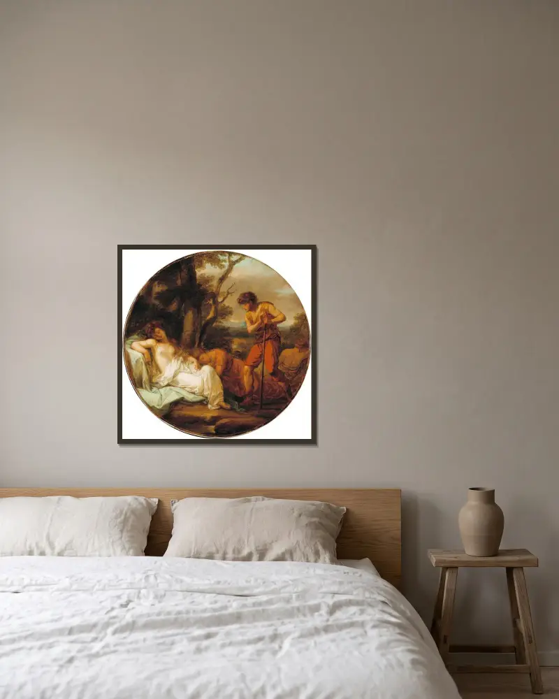 Kymon och Ifigenia av Angelica Kauffmann inramad på en vägg