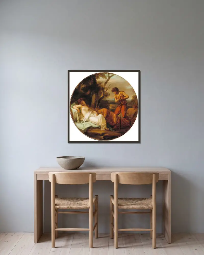 Kymon och Ifigenia av Angelica Kauffmann inramad på en vägg
