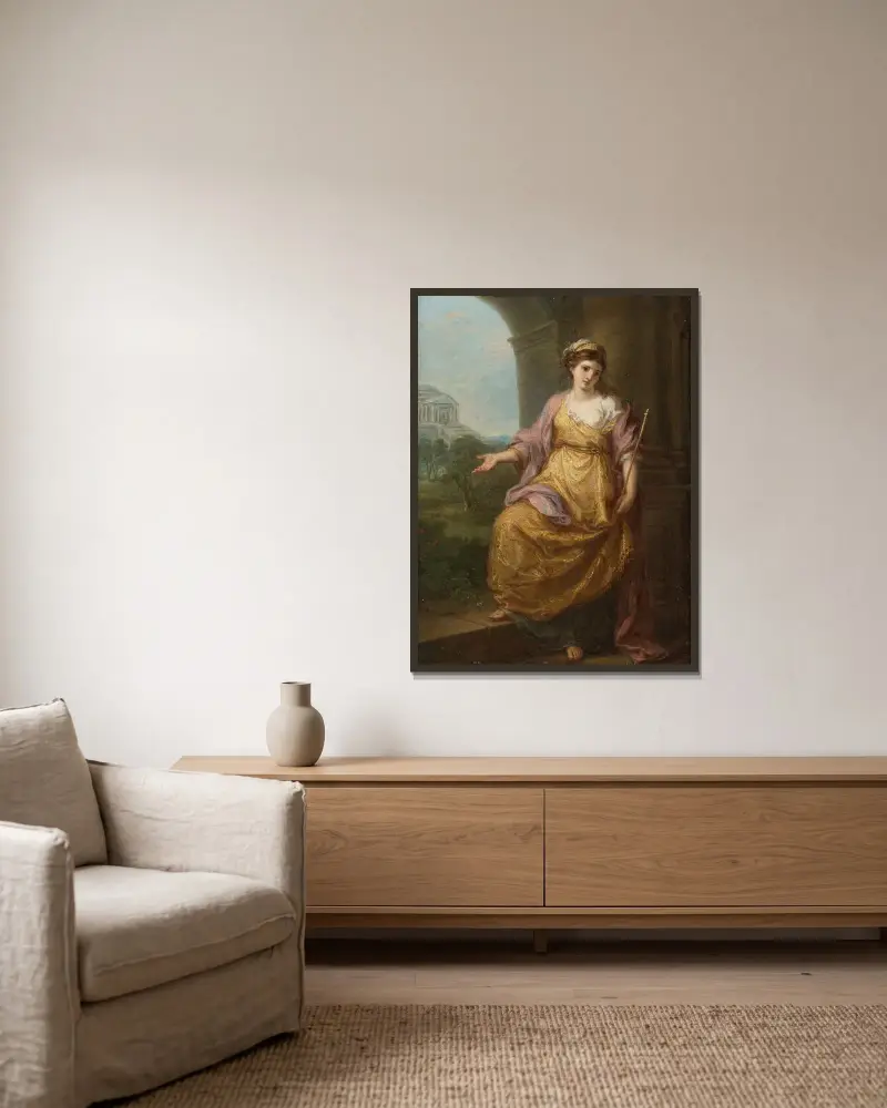 Kvinnlig allegori av Angelica Kauffmann inramad på en vägg