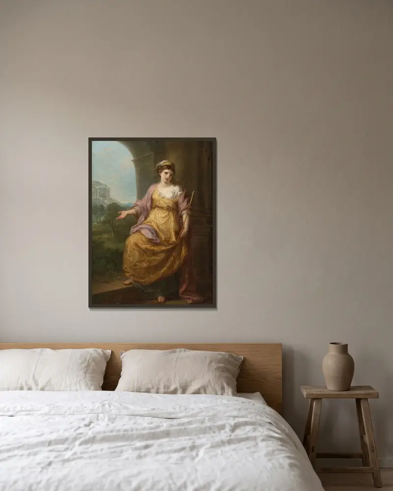 Kvinnlig allegori av Angelica Kauffmann inramad på en vägg