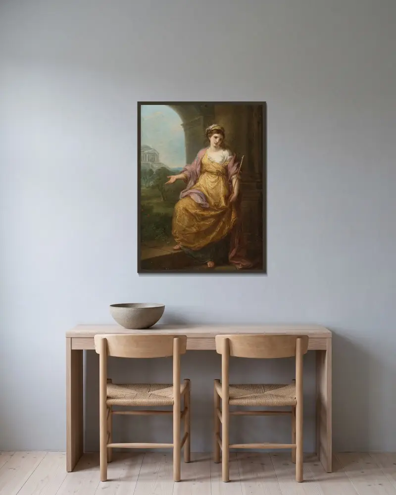 Kvinnlig allegori av Angelica Kauffmann inramad på en vägg
