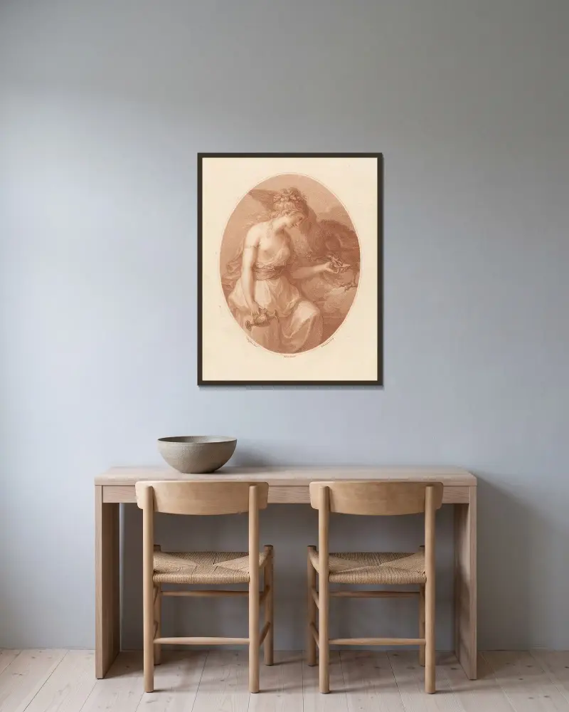 Hebe av Angelica Kauffmann inramad på en vägg