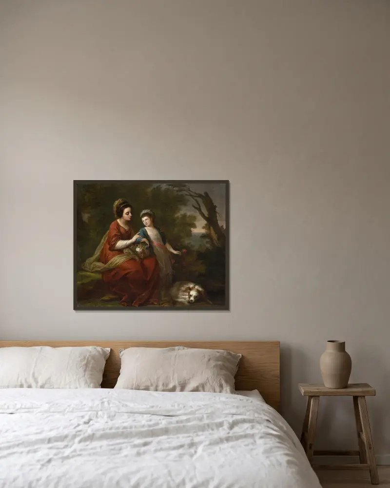 Mrs. Hugh Morgan och hennes dotter av Angelica Kauffmann inramad på en vägg