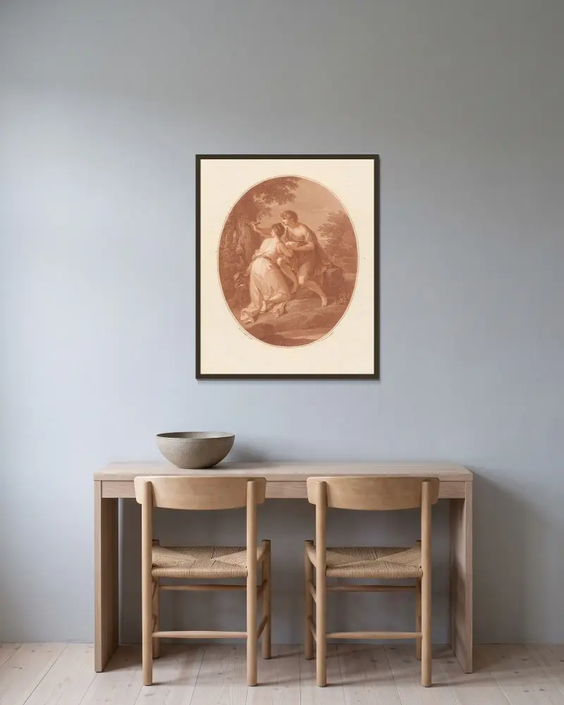 Paris and Oenone av Angelica Kauffmann inramad på en vägg