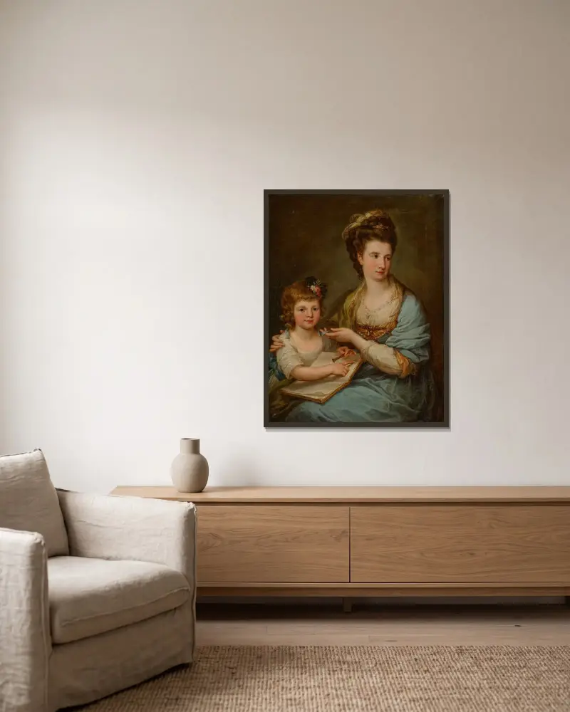 Porträt von Anne Stewart, geborene Dashwood, Gräfin von Galloway, 1743 – Nr. 2 von Angelica Kauffmann gerahmt an einer Wand