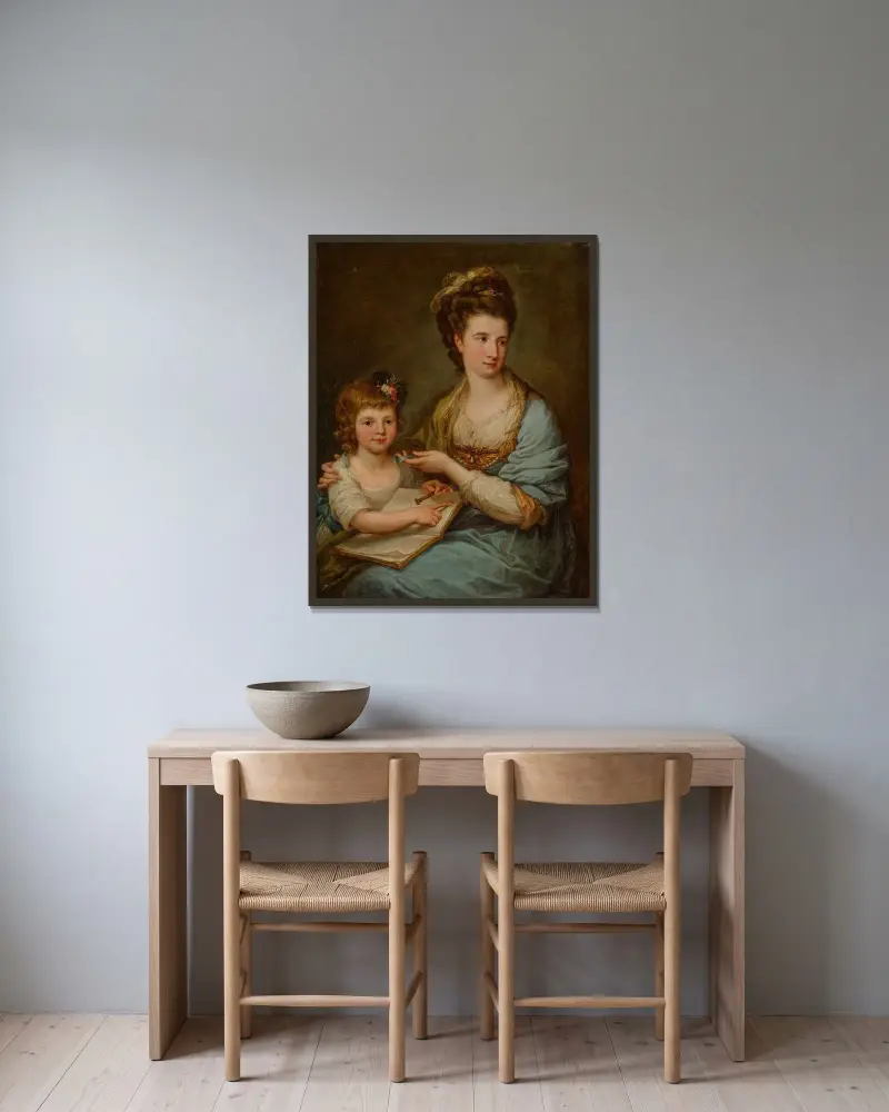 Porträt von Anne Stewart, geborene Dashwood, Gräfin von Galloway, 1743 – Nr. 2 von Angelica Kauffmann gerahmt an einer Wand