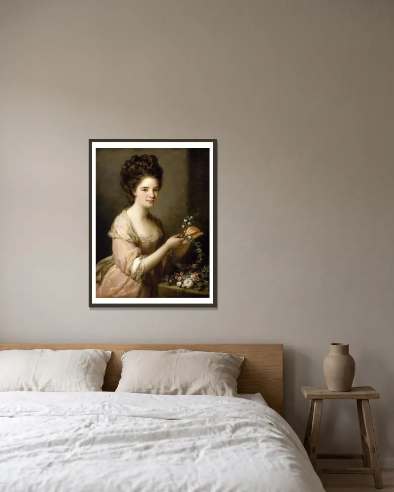 Porträtt av Eleanor, grevinna av Lauderdale av Angelica Kauffmann inramad på en vägg