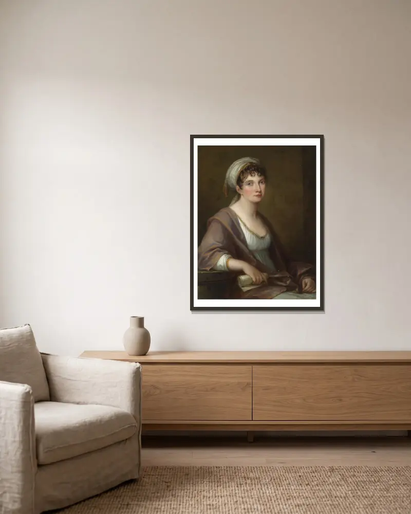 Portrait of Princess Franziska von Kaunitz-Rietberg av Angelica Kauffmann inramad på en vägg