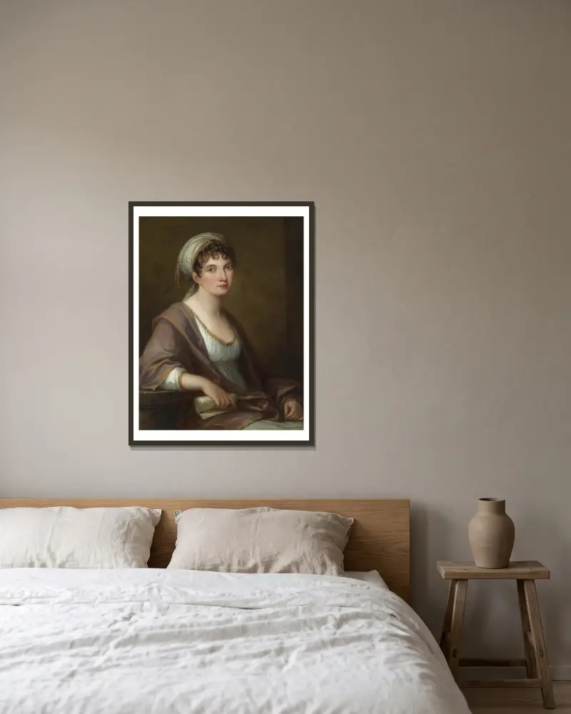 Portrait of Princess Franziska von Kaunitz-Rietberg av Angelica Kauffmann inramad på en vägg