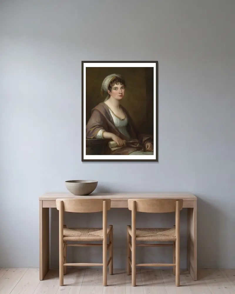 Portrait of Princess Franziska von Kaunitz-Rietberg av Angelica Kauffmann inramad på en vägg