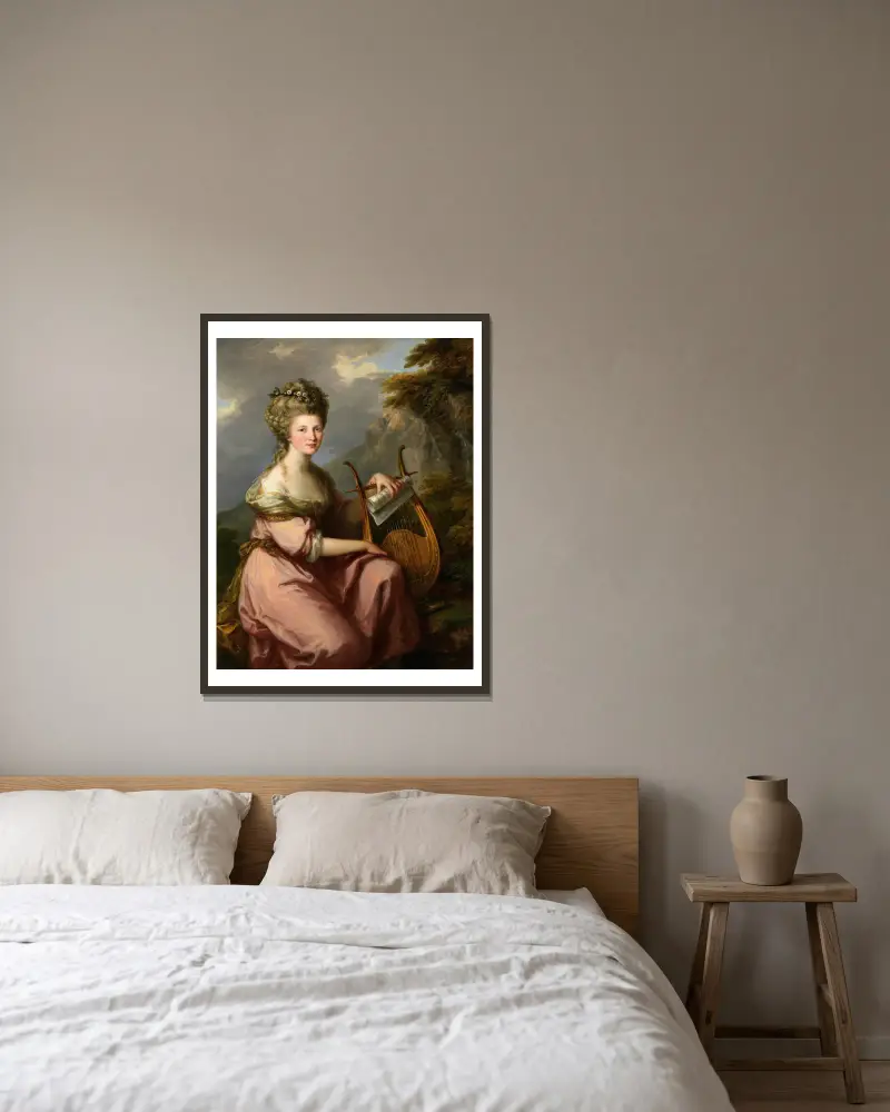 Portrait of Sarah Harrop (Mrs. Bates) as a Muse av Angelica Kauffmann inramad på en vägg