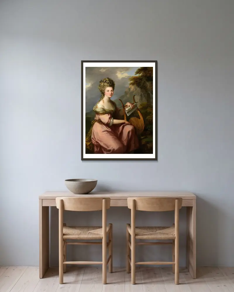 Portrait of Sarah Harrop (Mrs. Bates) as a Muse av Angelica Kauffmann inramad på en vägg