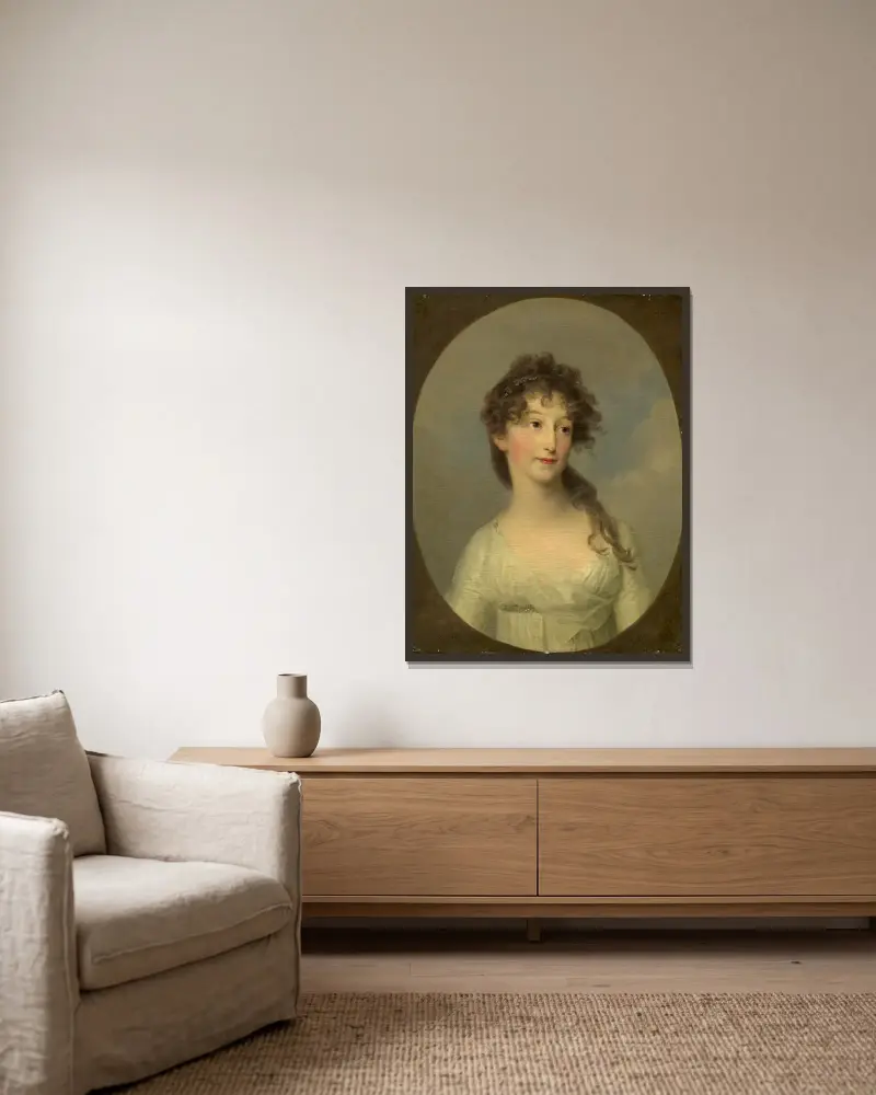 Possibly Franciska Krasinska, Duchess of Courland av Angelica Kauffmann inramad på en vägg