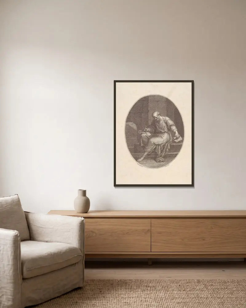 Sokrates von Angelica Kauffmann gerahmt an einer Wand