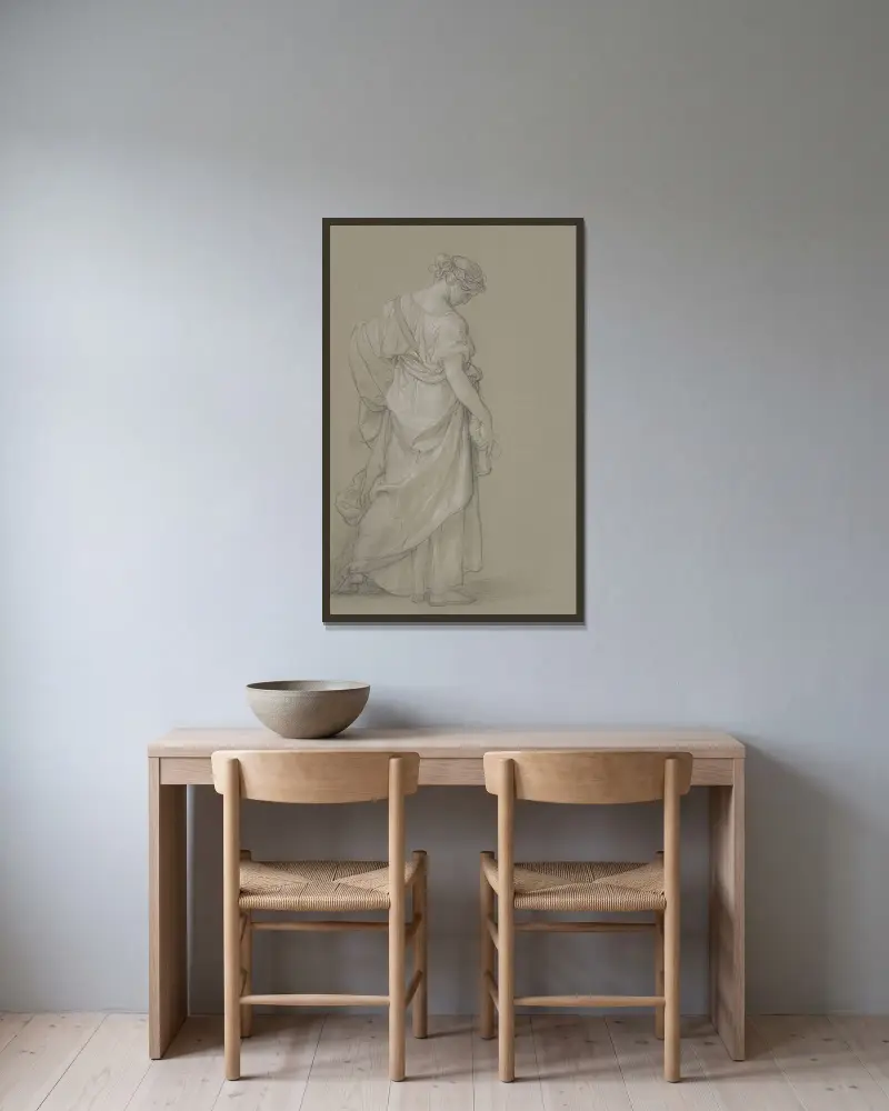 Study of a Standing Woman av Angelica Kauffmann inramad på en vägg