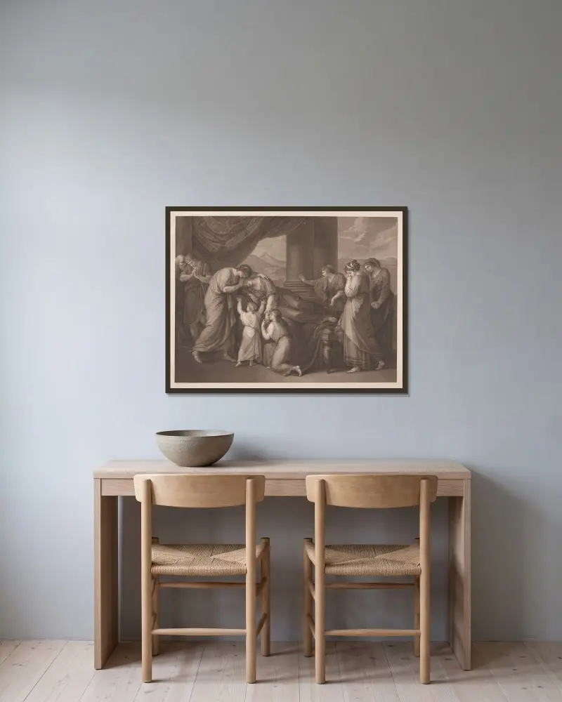 Alkestis död av Angelica Kauffmann inramad på en vägg