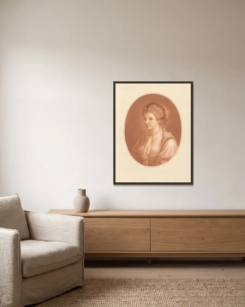 Den sköna alsatianskan av Angelica Kauffmann inramad på en vägg
