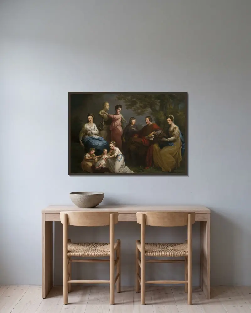 The Family of the Earl of Gower av Angelica Kauffmann inramad på en vägg