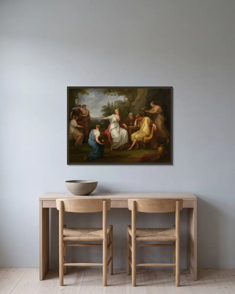 Telemachos sorg av Angelica Kauffmann inramad på en vägg