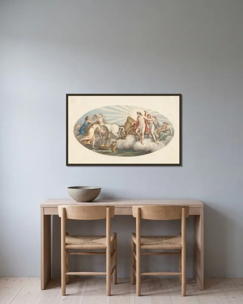 Solnedgången av Angelica Kauffmann inramad på en vägg