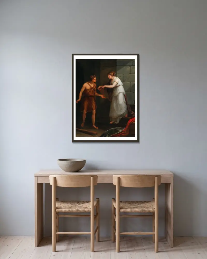 Theseus and Ariadne av Angelica Kauffmann inramad på en vägg