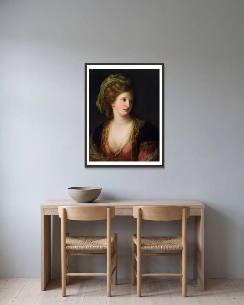 Woman in Turkish Dress av Angelica Kauffmann inramad på en vägg