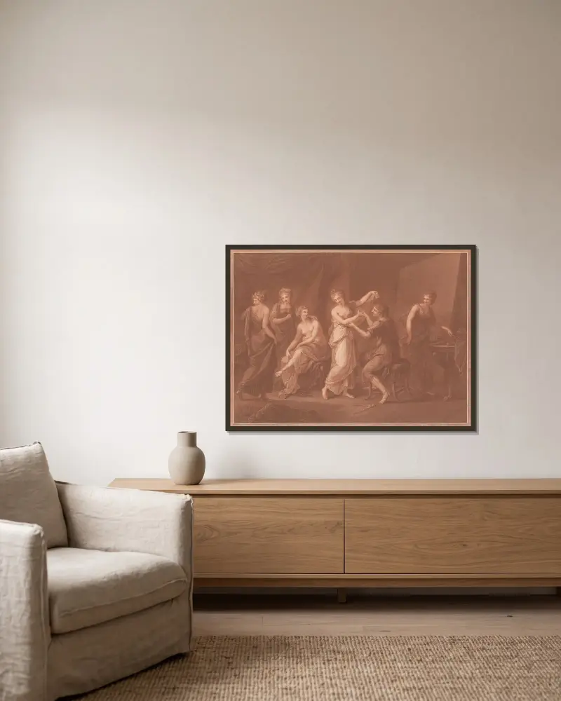 Zeuxis komponerar bilden av Juno av Angelica Kauffmann inramad på en vägg