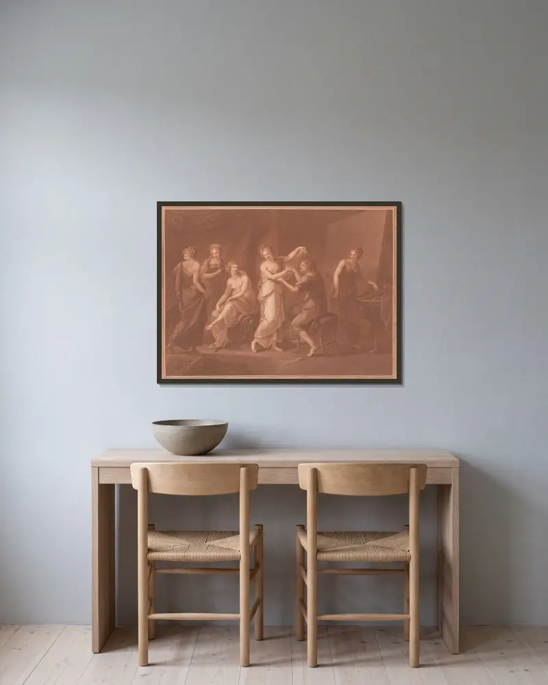 Zeuxis komponerar bilden av Juno av Angelica Kauffmann inramad på en vägg