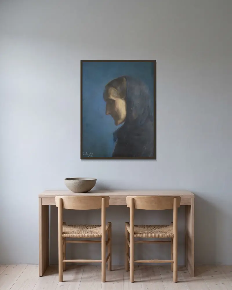 Ane Hedvig Brøndum, the Artist’s Mother av Anna Ancher inramad på en vägg