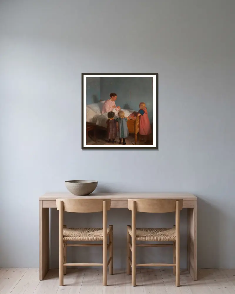 Kleiner Bruder von Anna Ancher gerahmt an einer Wand