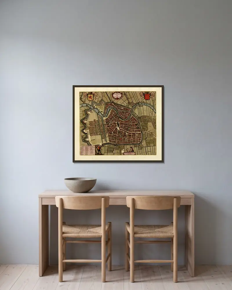 Harlemvm vulgo Haerlem von Anna Beek gerahmt an einer Wand