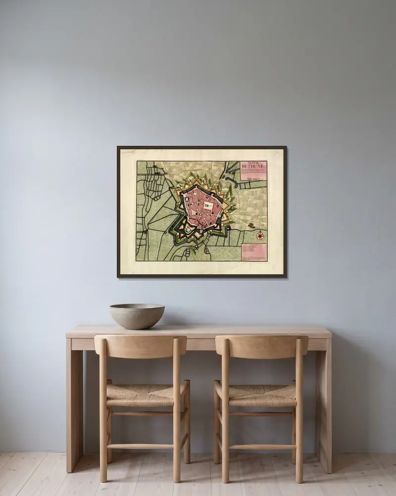 Plan von Béthune von Anna Beek gerahmt an einer Wand