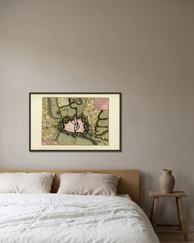 Plan von Oudenaarde von Anna Beek gerahmt an einer Wand