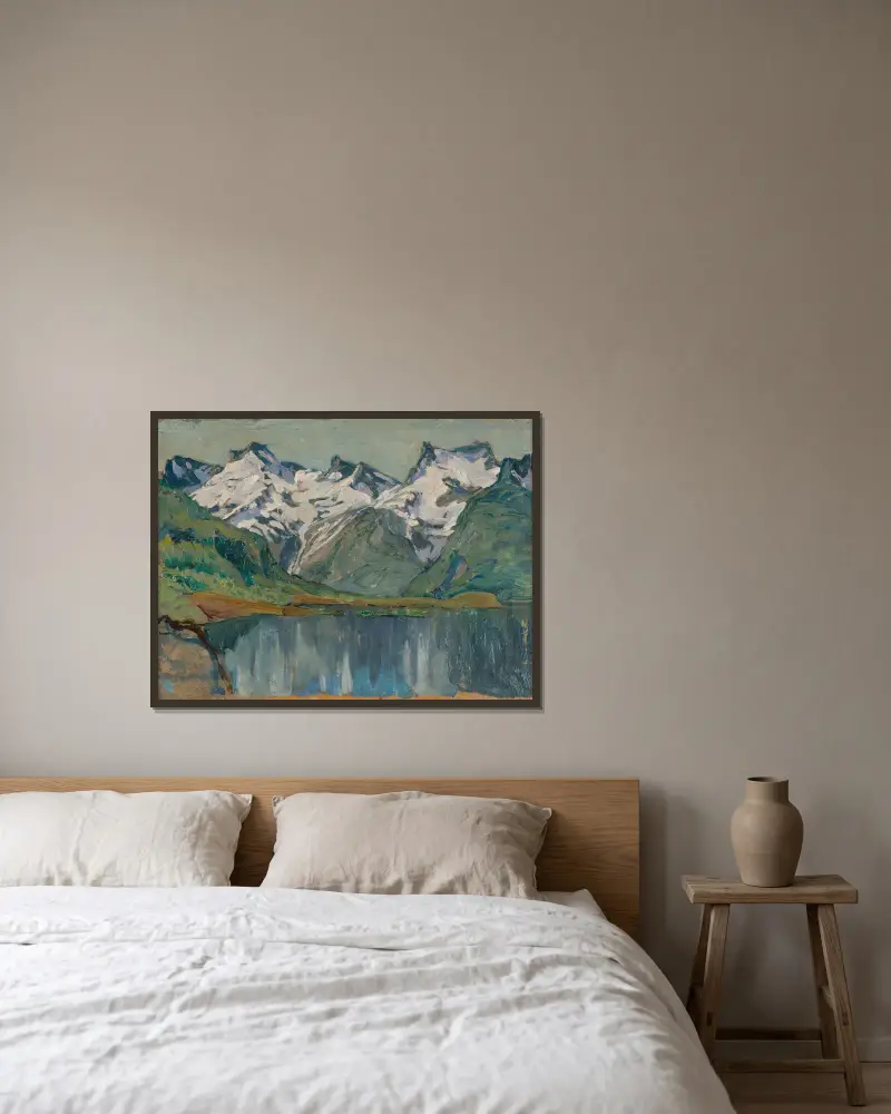 En fjällsjö. Studie från Nordnorge av Anna Boberg inramad på en vägg