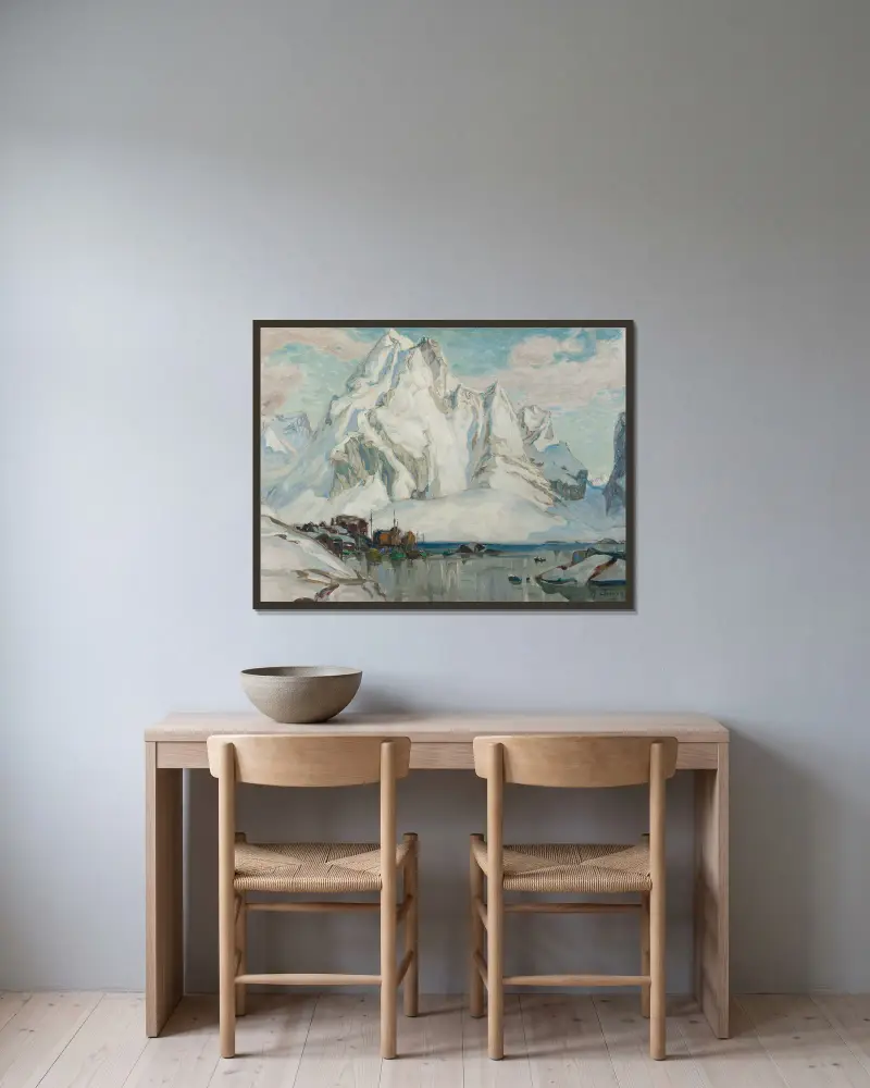 Efter massakern. Studie från Nordnorge av Anna Boberg inramad på en vägg