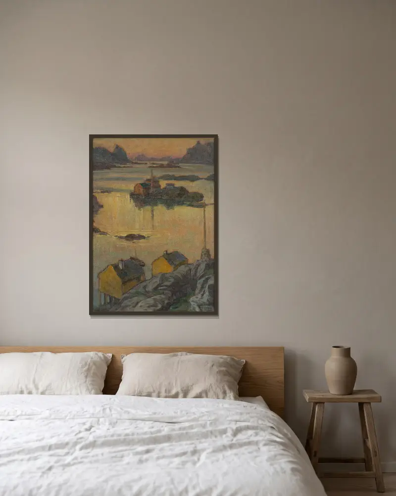 Eine Augustnacht. Studie aus Nordnorwegen von Anna Boberg gerahmt an einer Wand