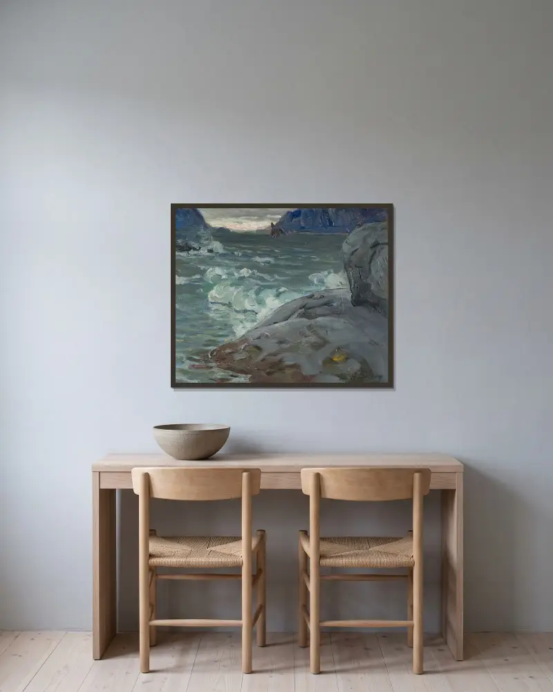 Strand. Studie från Nordnorge av Anna Boberg inramad på en vägg