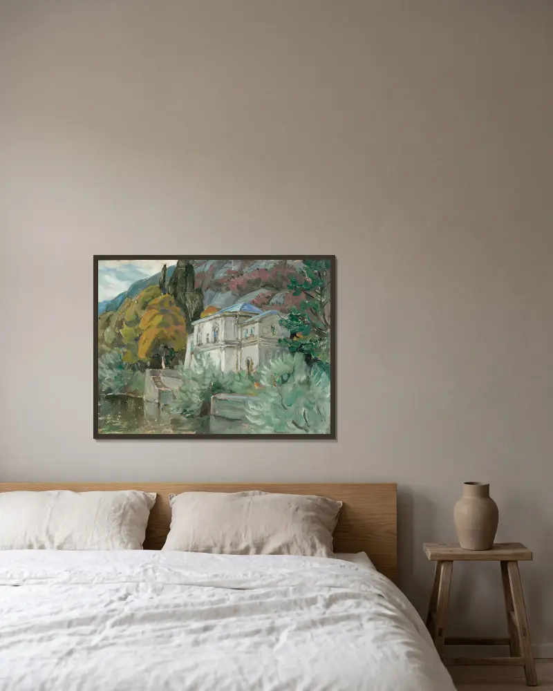 Vid Lago di Como. Studie från Italien av Anna Boberg inramad på en vägg