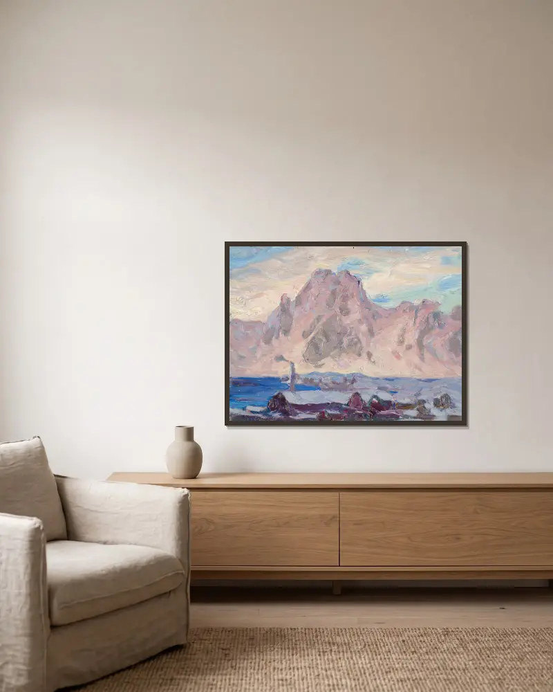 Lofoten w fiolecie. Studium, Anna Boberg w ramie na ścianie
