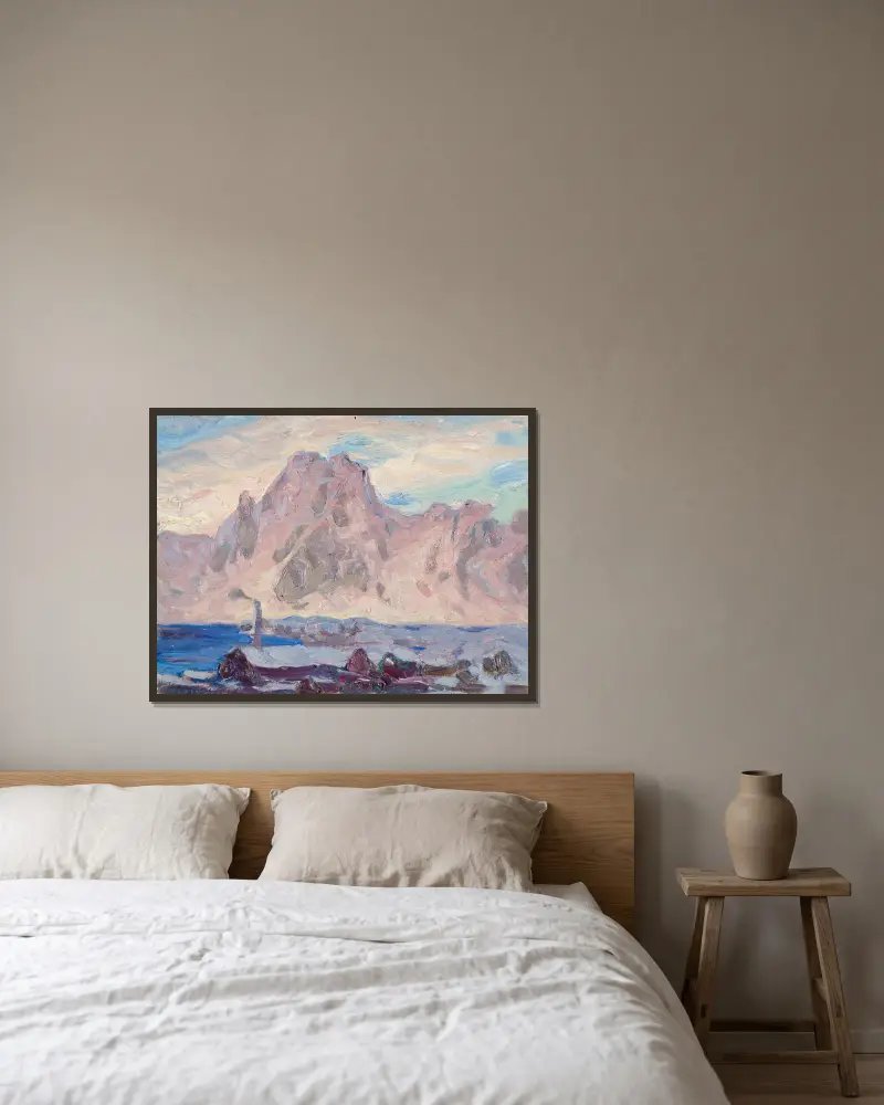 Lofoten w fiolecie. Studium, Anna Boberg w ramie na ścianie